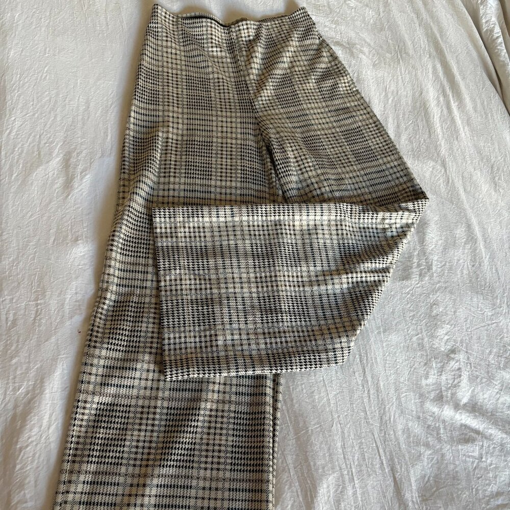 H&M High Waisted Wide Leg Plaid Pants